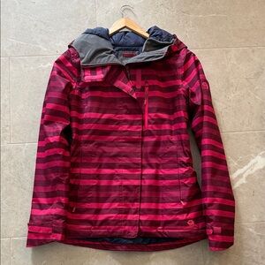 Mountain Hardwear Red and Pink Striped Ski Jacket